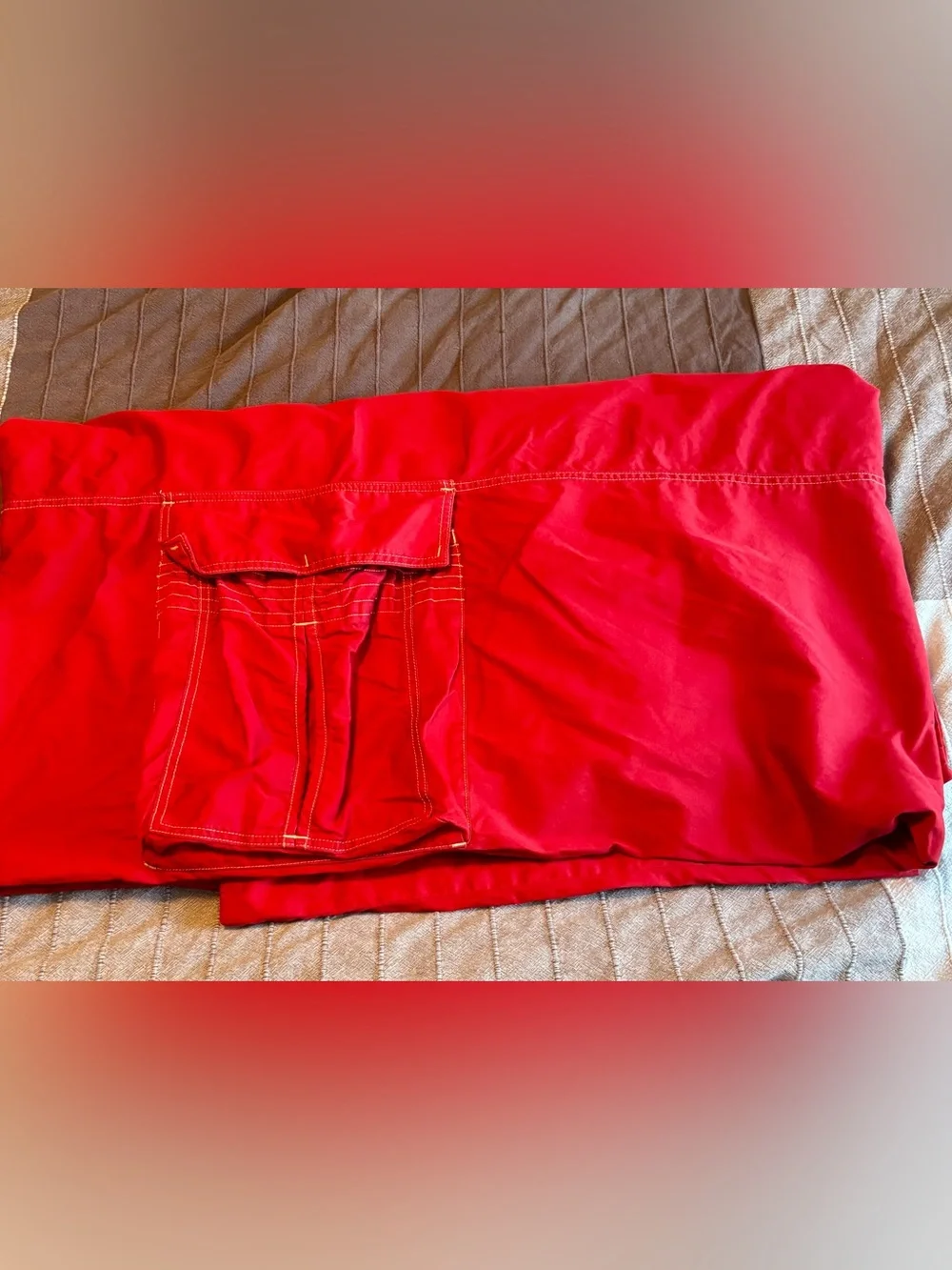 POTTERY BARN KIDS RED CARGO POCKETS TWIN DUVET 63 X 82